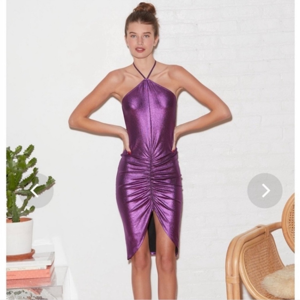 FLEUR DU MAL 💜 ruched draped liquid halter dress NWOT - Picture 8 of 8